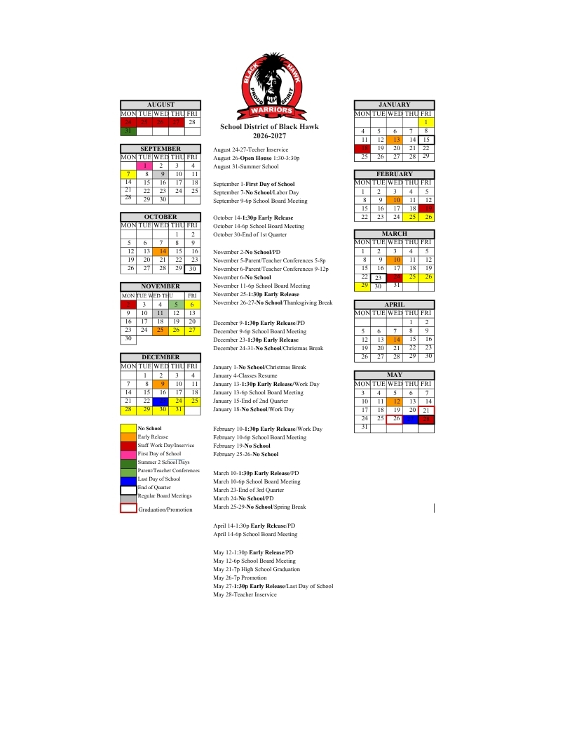 District Calendar 2026-2027